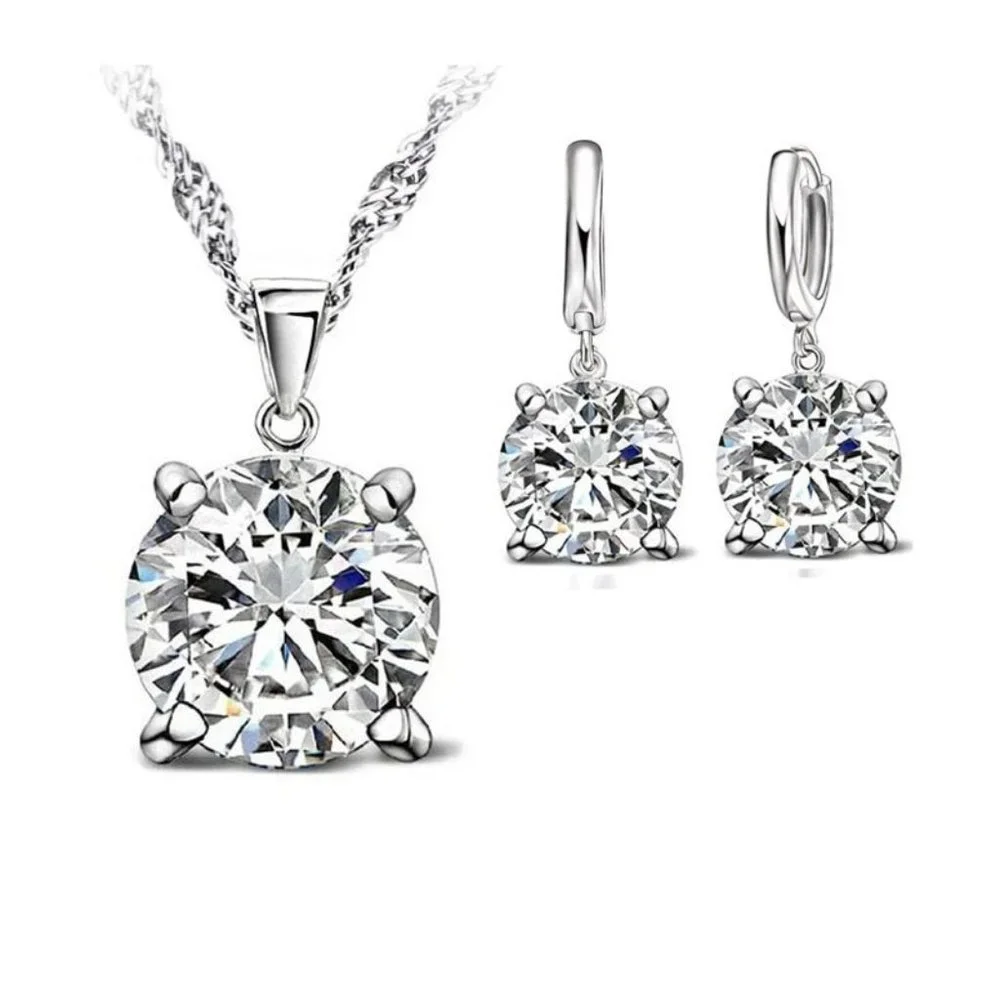 🌟 Necklace And Earrings 925 Sterling Silver Bundle Drop Cute Top - Picture 1 of 3